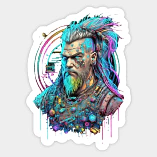 Neon Cyberpunk Viking - V1.14 Sticker